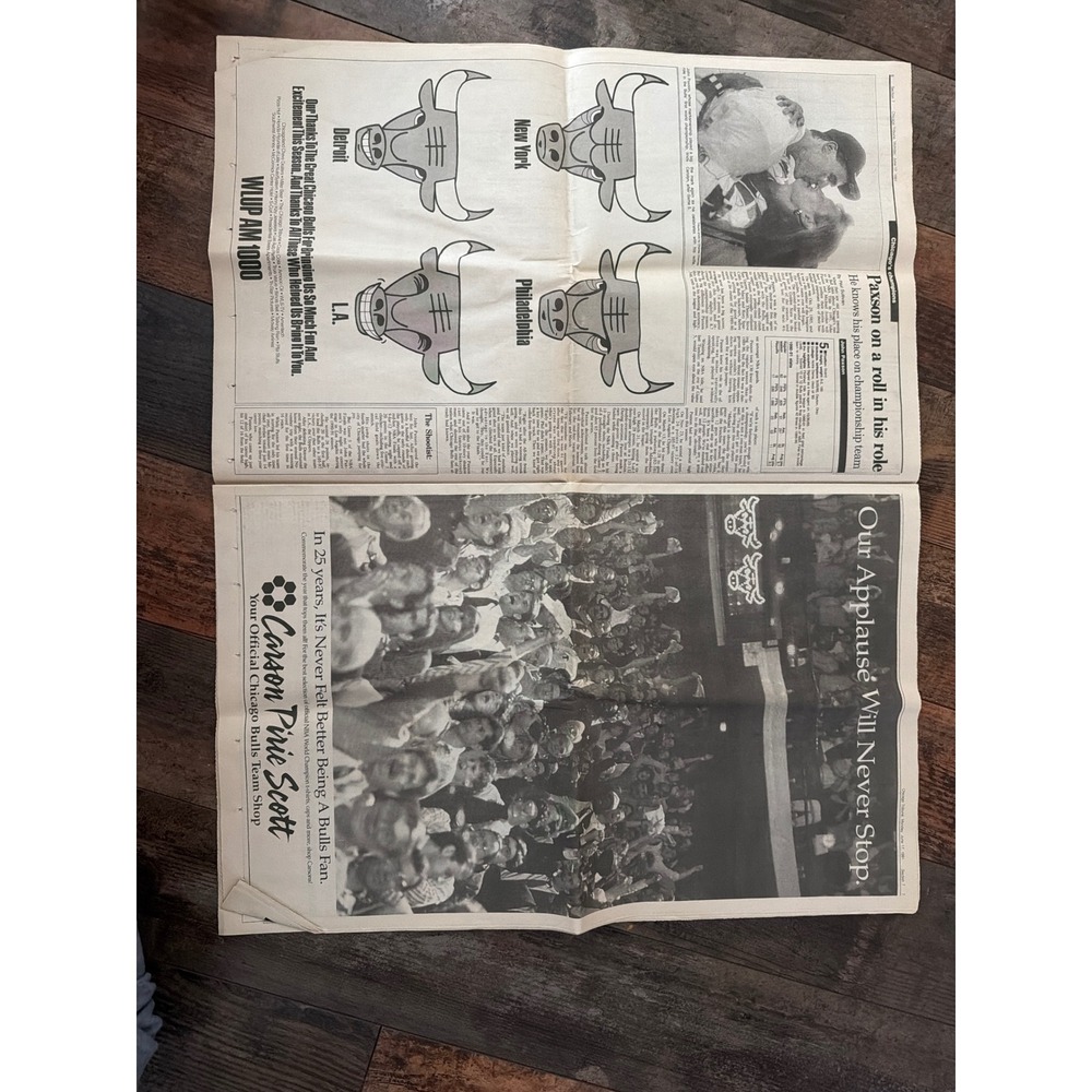 1991 Chicago Tribune Champions Newspaper Chicago Bulls Michael Jordan NBA Finals - Picture 4 of 9